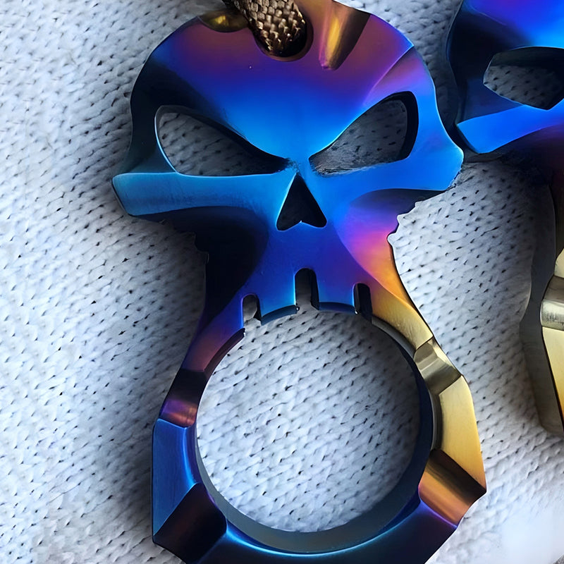 Mini Titanium Knuckle Duster Skull Portable EDC Tool Keychain