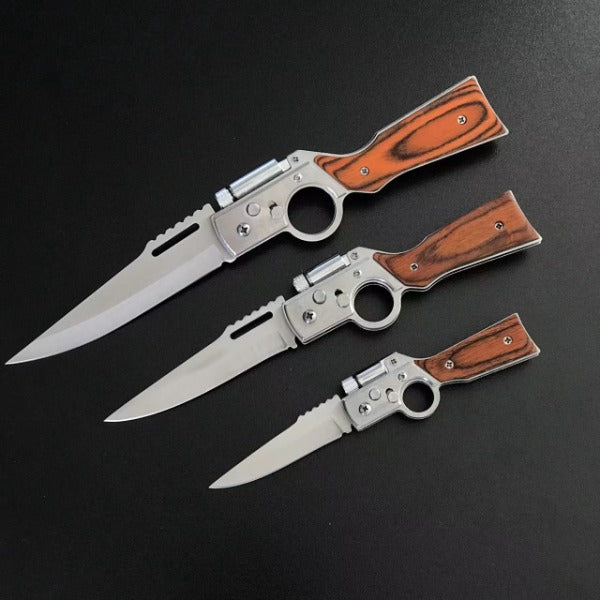 AK47 Lightweight Folding Knife with Elegant Wood Grain Finish