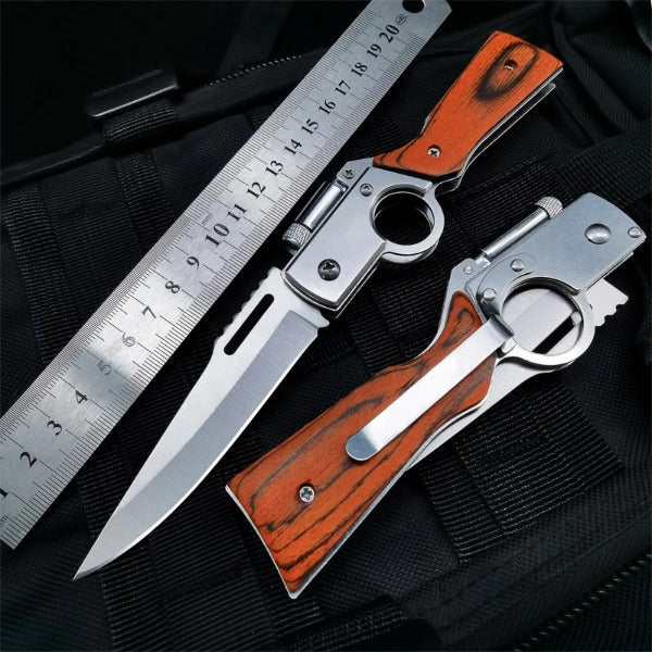 AK47 Lightweight Folding Knife with Elegant Wood Grain Finish