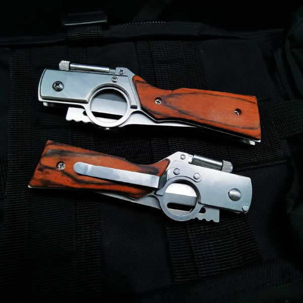 AK47 Lightweight Folding Knife with Elegant Wood Grain Finish