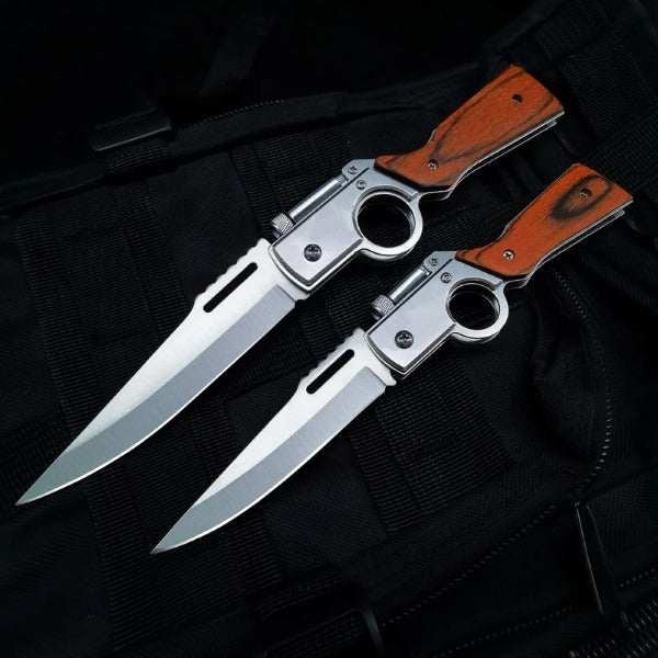 AK47 Lightweight Folding Knife with Elegant Wood Grain Finish
