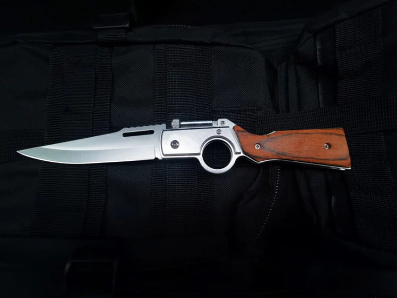 AK47 Lightweight Folding Knife with Elegant Wood Grain Finish