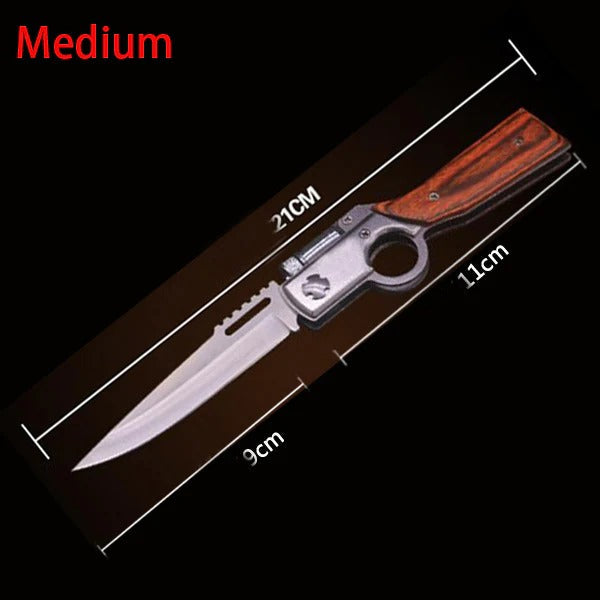 AK47 Lightweight Folding Knife with Elegant Wood Grain Finish