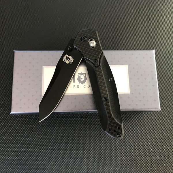 Liome Carbon Fiber Grip Folding Knife for Outdoor Adventures and Defense