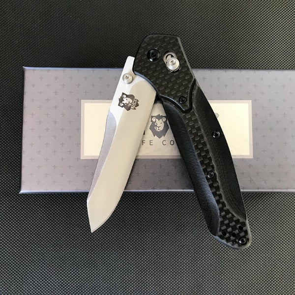 Liome Carbon Fiber Grip Folding Knife for Outdoor Adventures and Defense