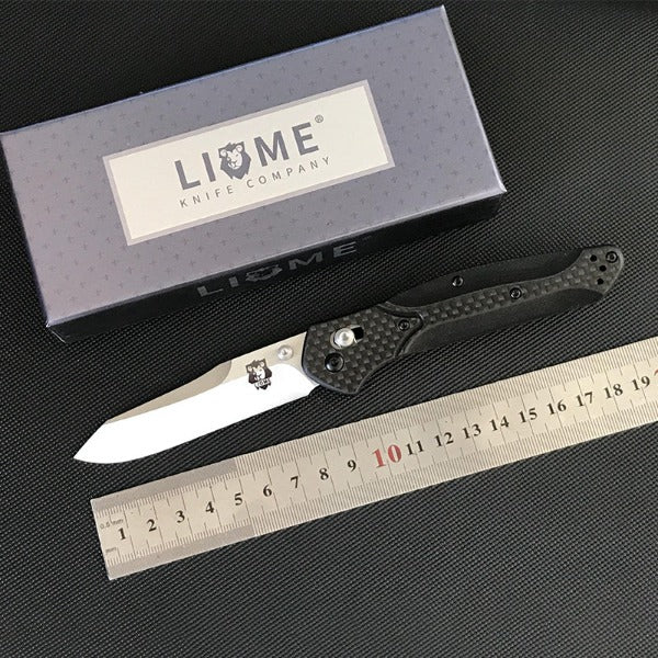 Liome Carbon Fiber Grip Folding Knife for Outdoor Adventures and Defense