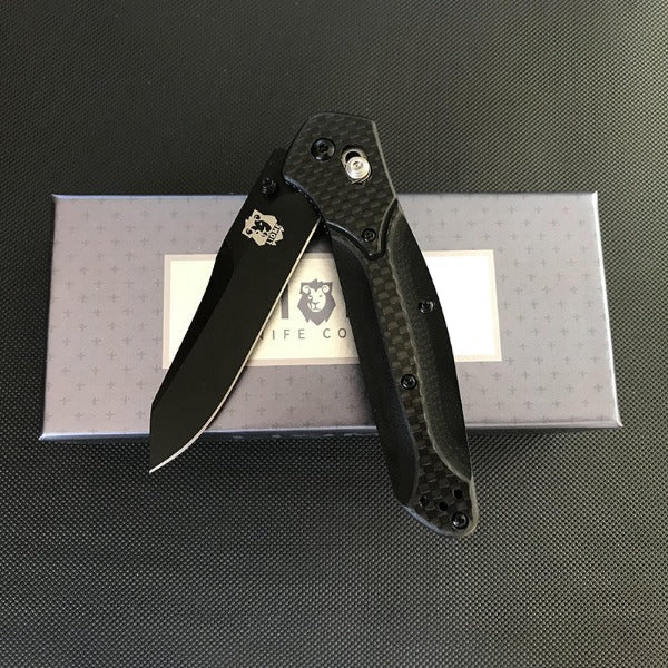Liome Carbon Fiber Grip Folding Knife for Outdoor Adventures and Defense