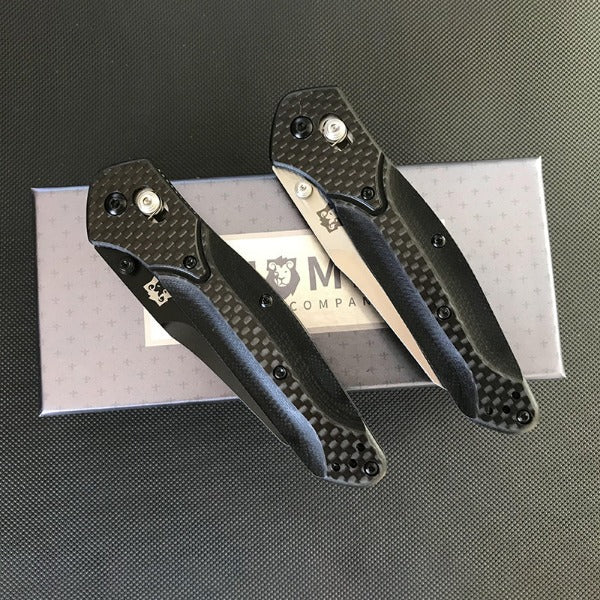 Liome Carbon Fiber Grip Folding Knife for Outdoor Adventures and Defense