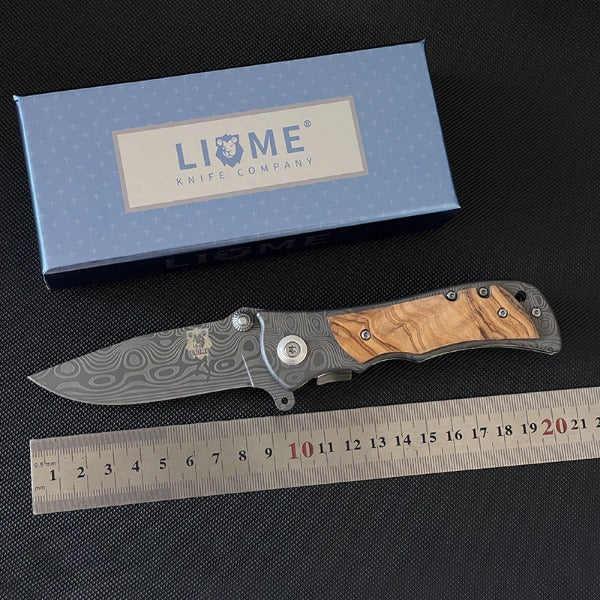 Liome Folding Tactical Knife with Damascus Grip for Camping