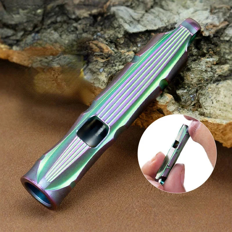 Portable Titanium Survival Whistle High Decibel Outdoor Tag