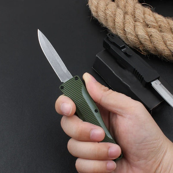 Mini Knife with Zinc Aluminum Handle and Stonewashed Blade for Pocket Use