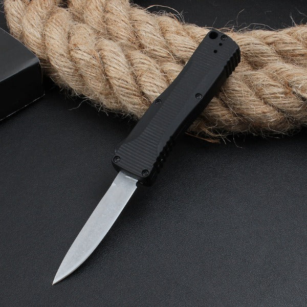 Mini Knife with Zinc Aluminum Handle and Stonewashed Blade for Pocket Use